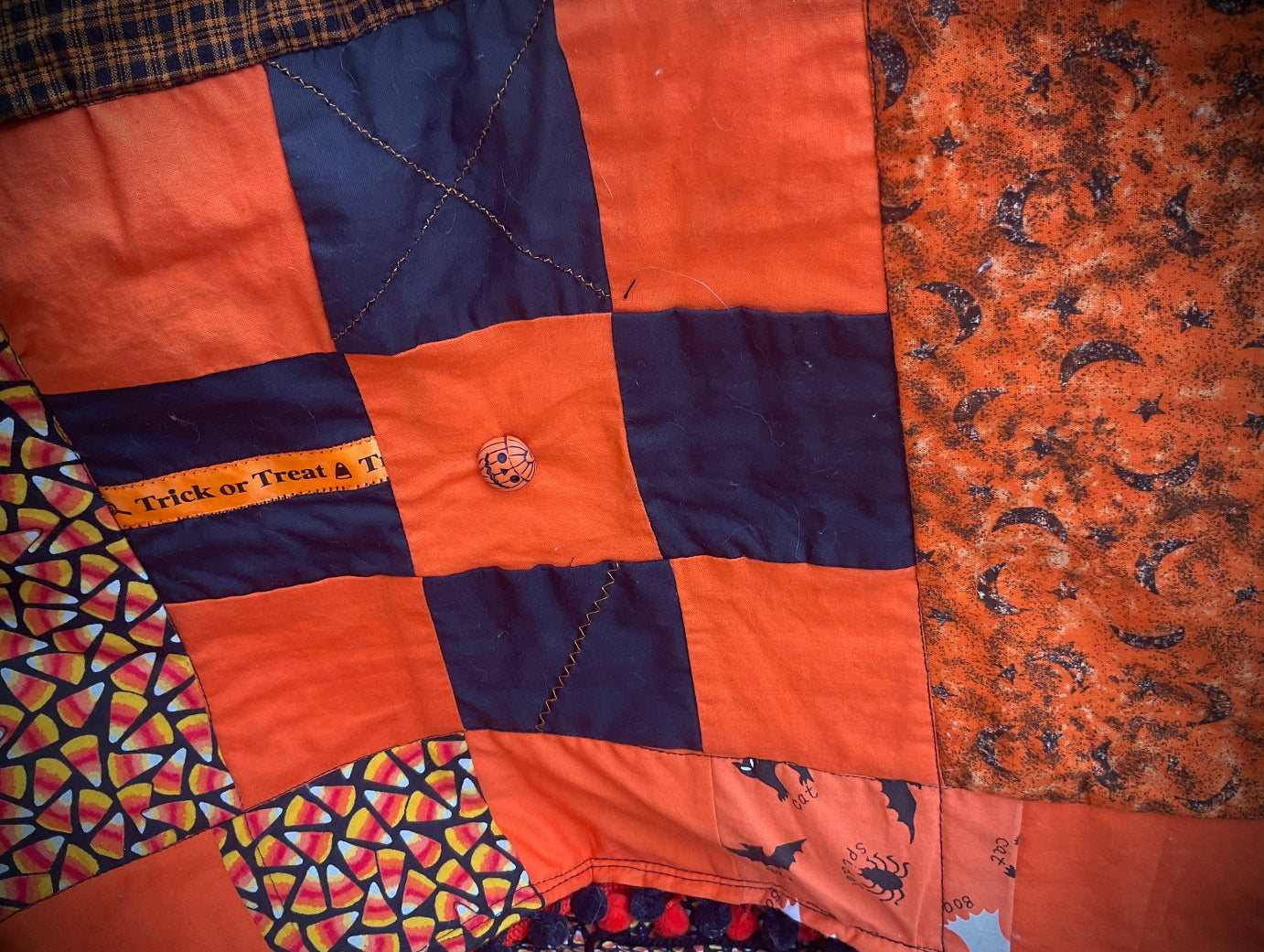 Halloween Crazy Quilt Throw Blanket