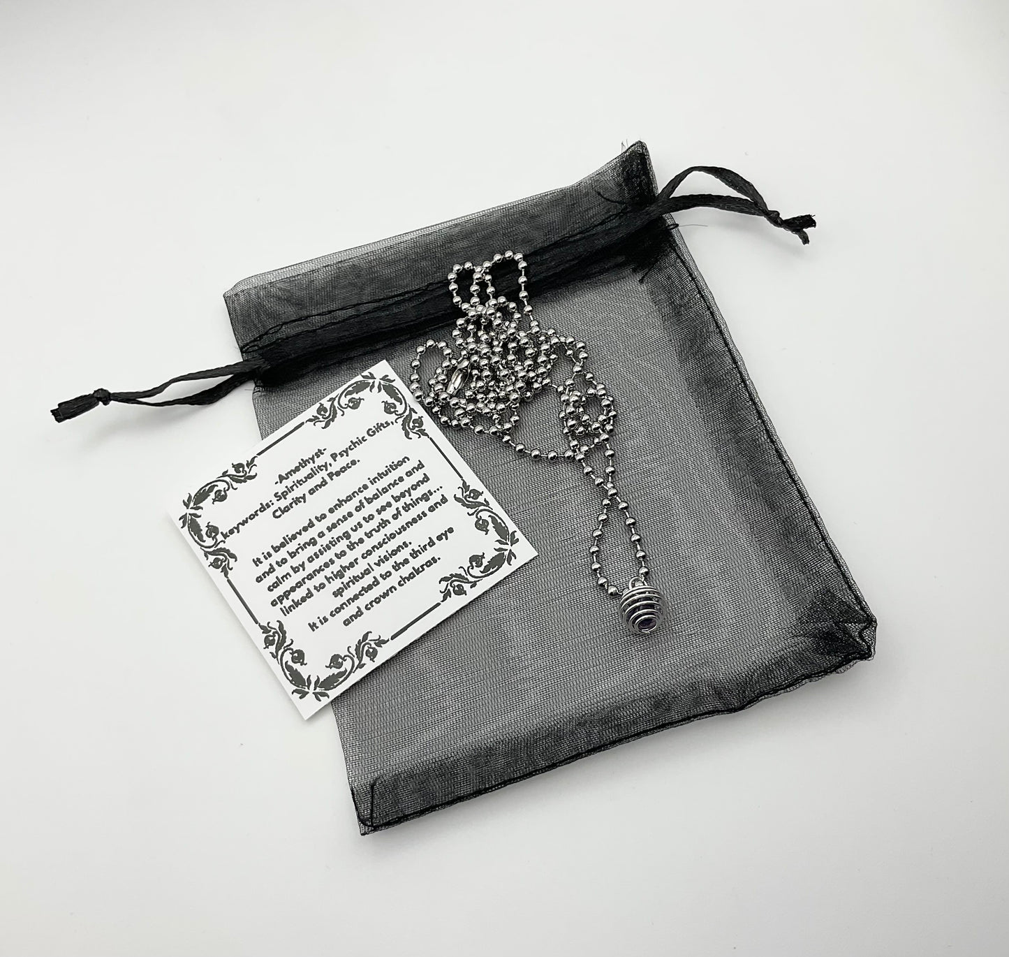 Amethyst Crystal Cage Charm Necklace