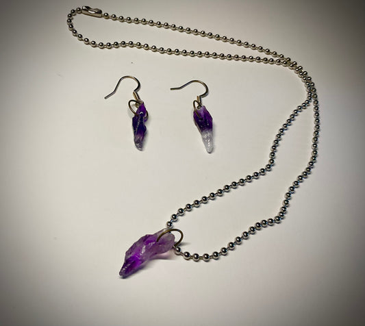 Amethyst Necklace with Amethyst Earrings Set