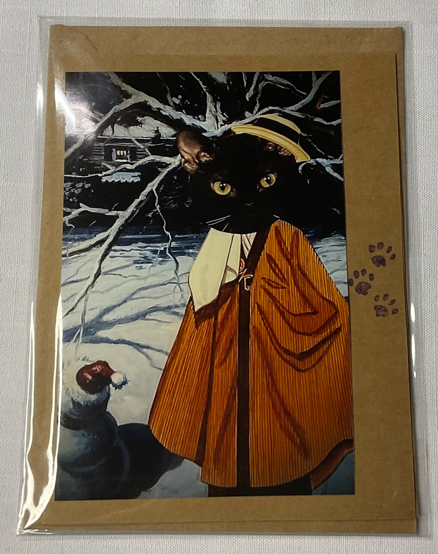 Black Cat Snow Greeting Card