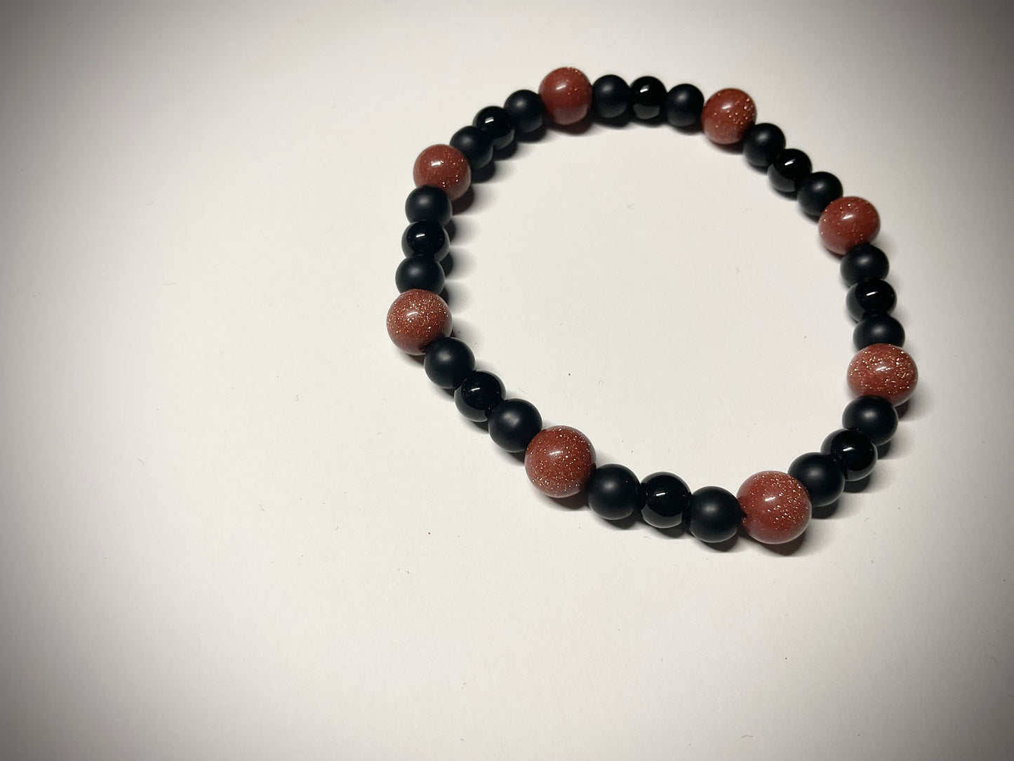 Goldstone Bracelet with black accent beads