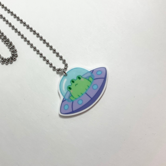 UFO With Frog Alien Charm