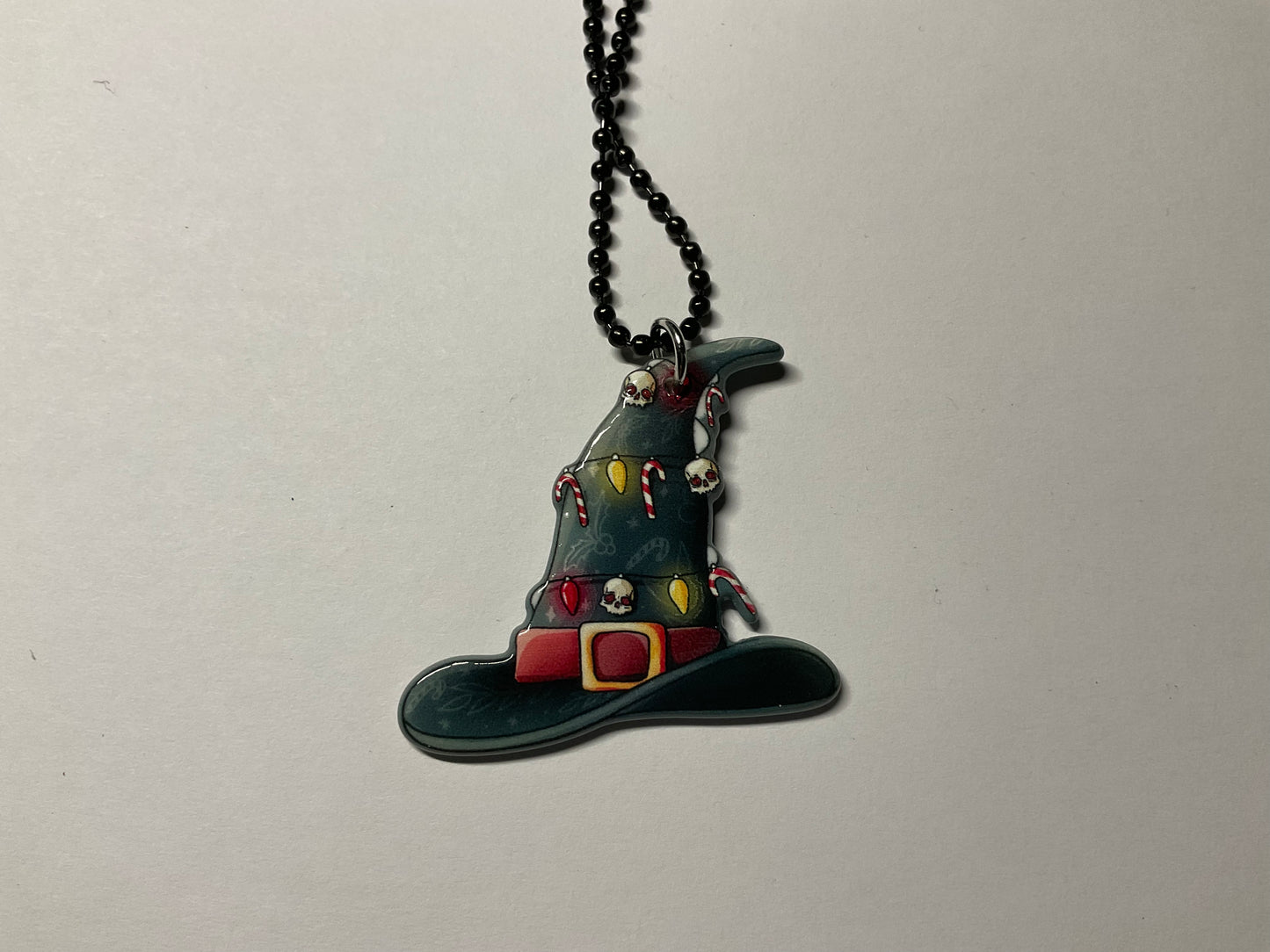 Witches Holiday Hat Charm Necklace