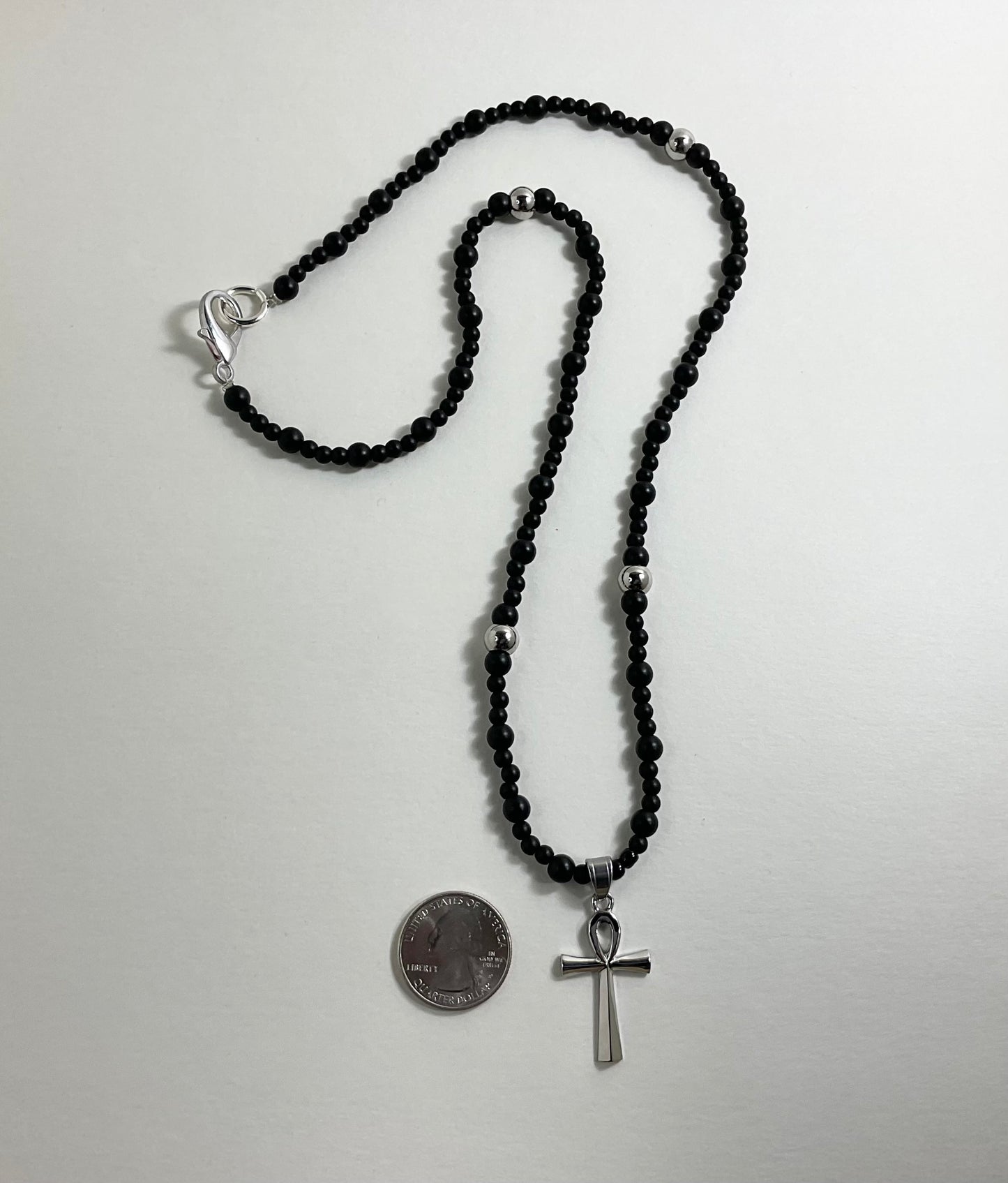 Ankh Necklace with Stainless Steel Accents