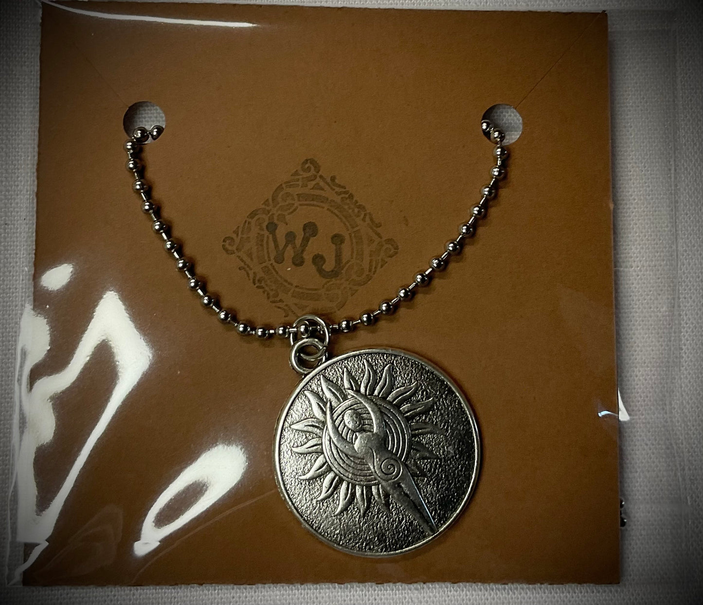 Solar Disc Goddess Charm Necklace