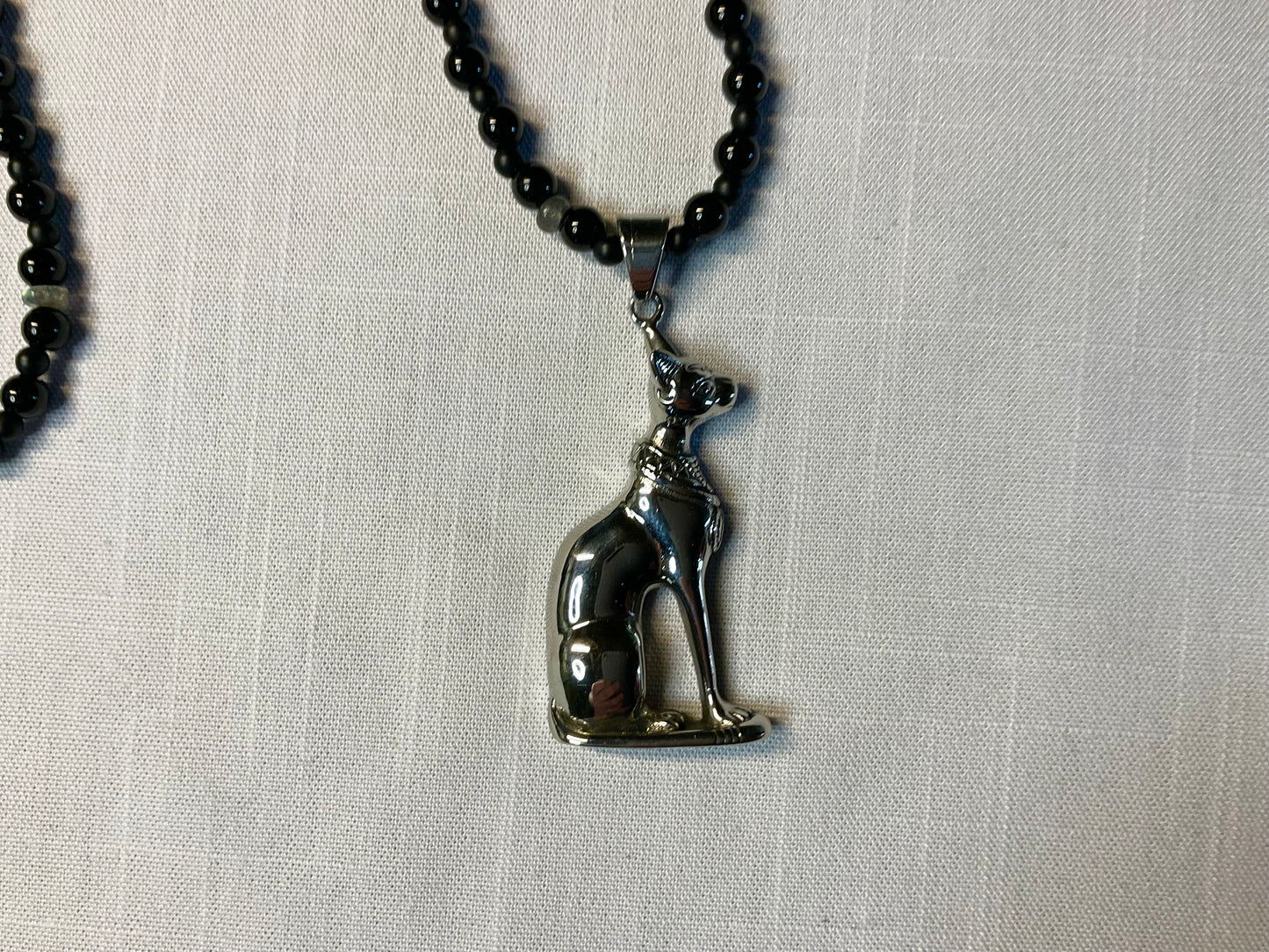 Red Coral Bastet Goddess Talisman Necklace