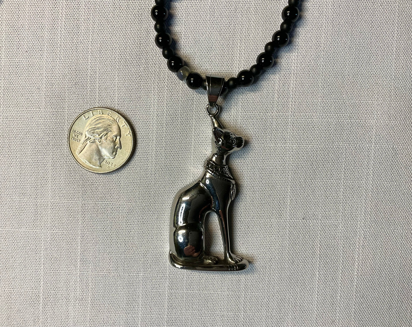 Chrysocolla Bastet Goddess Talisman Necklace