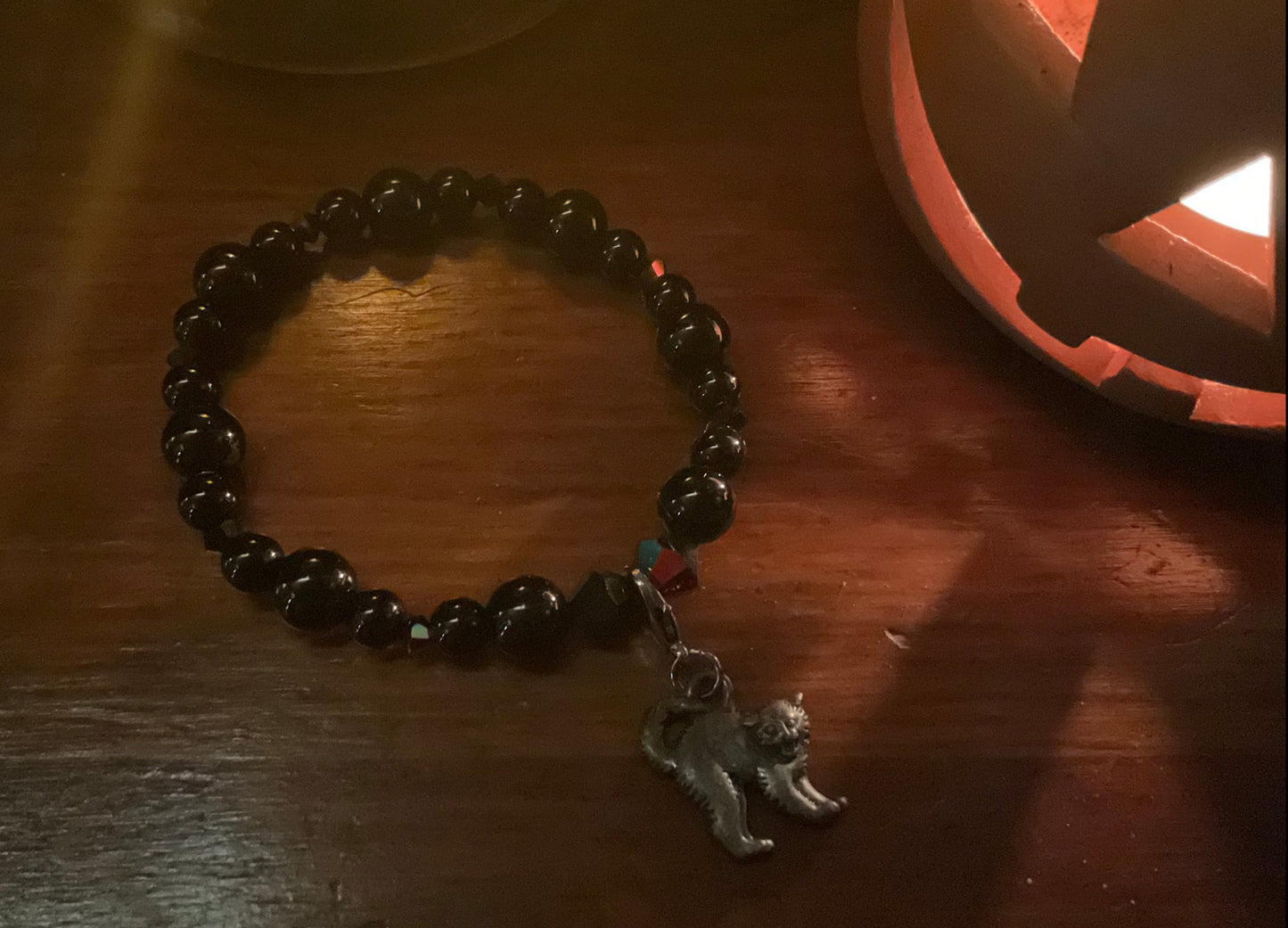 Black Cat Charm Stretch Bracelet