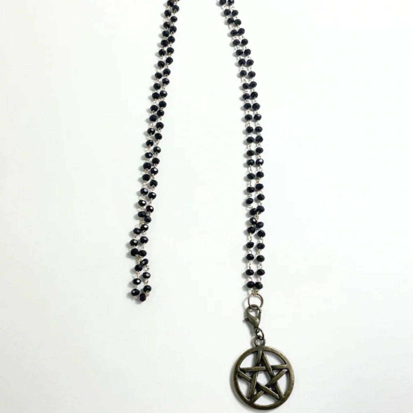 Bronze Tone Pentacle on Beaded Chain