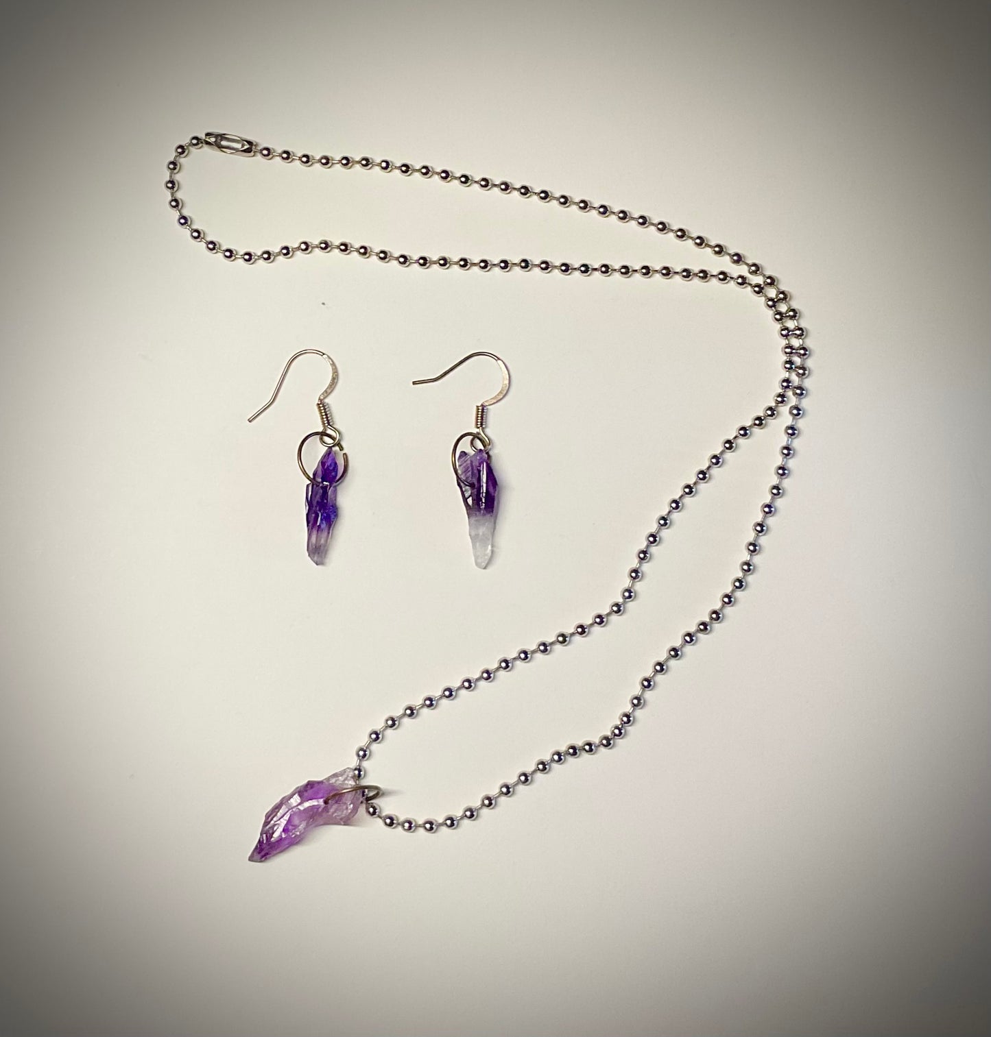 Amethyst Necklace with Amethyst Earrings Set