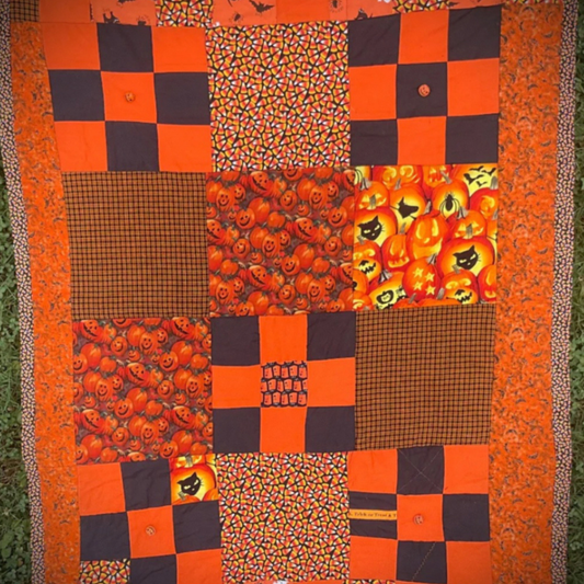 Halloween Crazy Quilt Throw Blanket