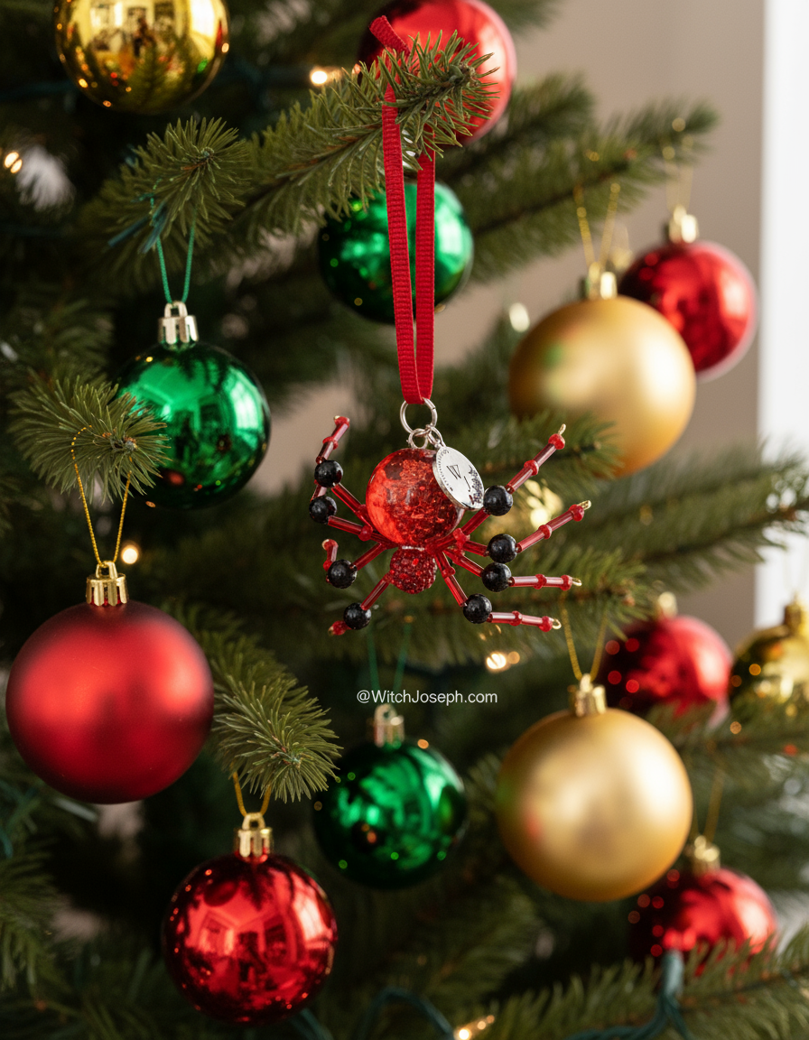 Xmas Spider Ornament RED and BLACK