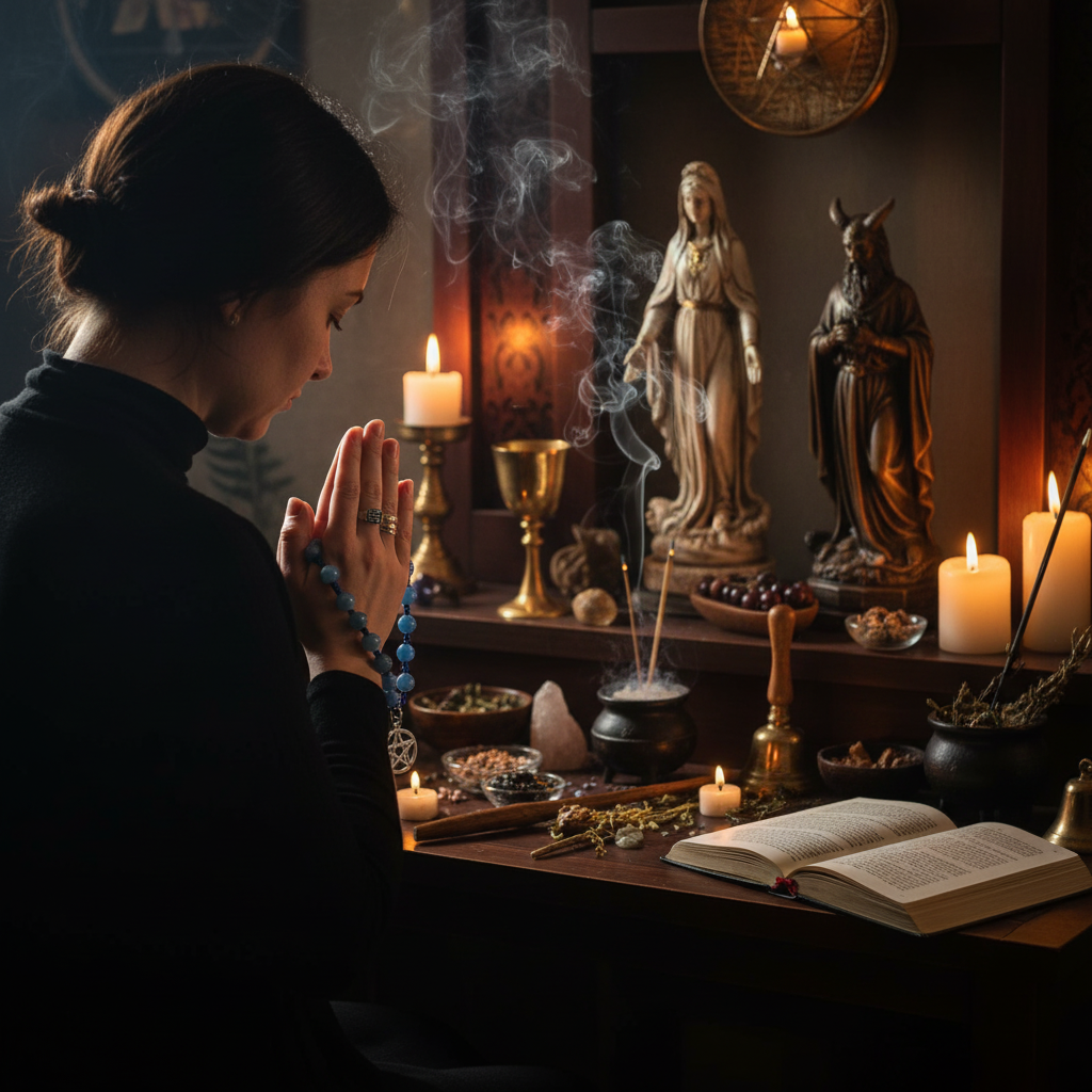 Blue Pentacle Prayer Beads