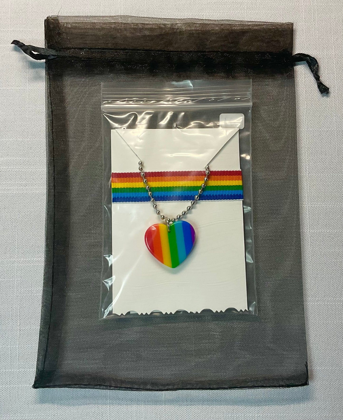 Acrylic Rainbow Heart Pride Necklace