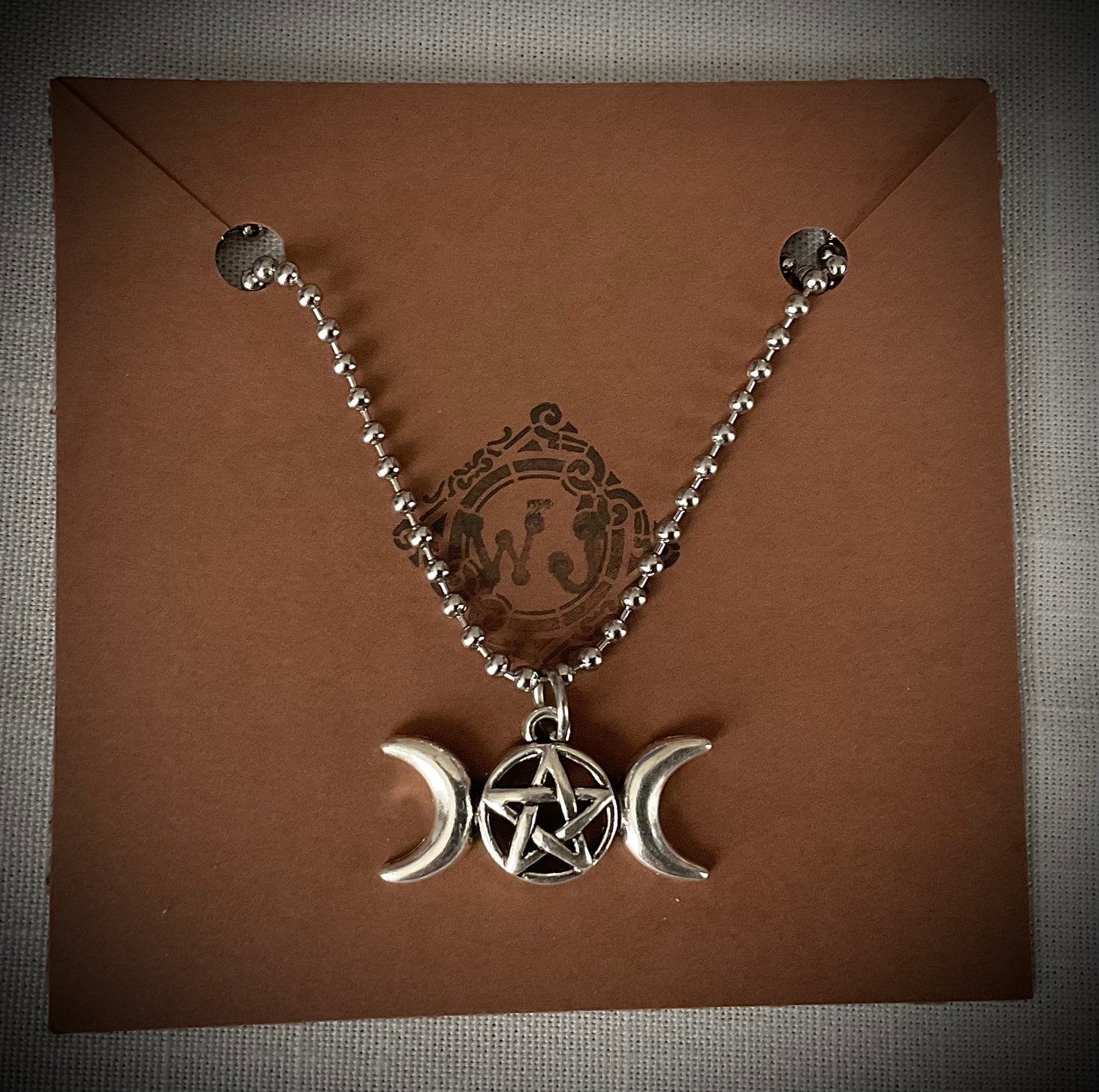 Triple Goddess Symbol Charm Necklace