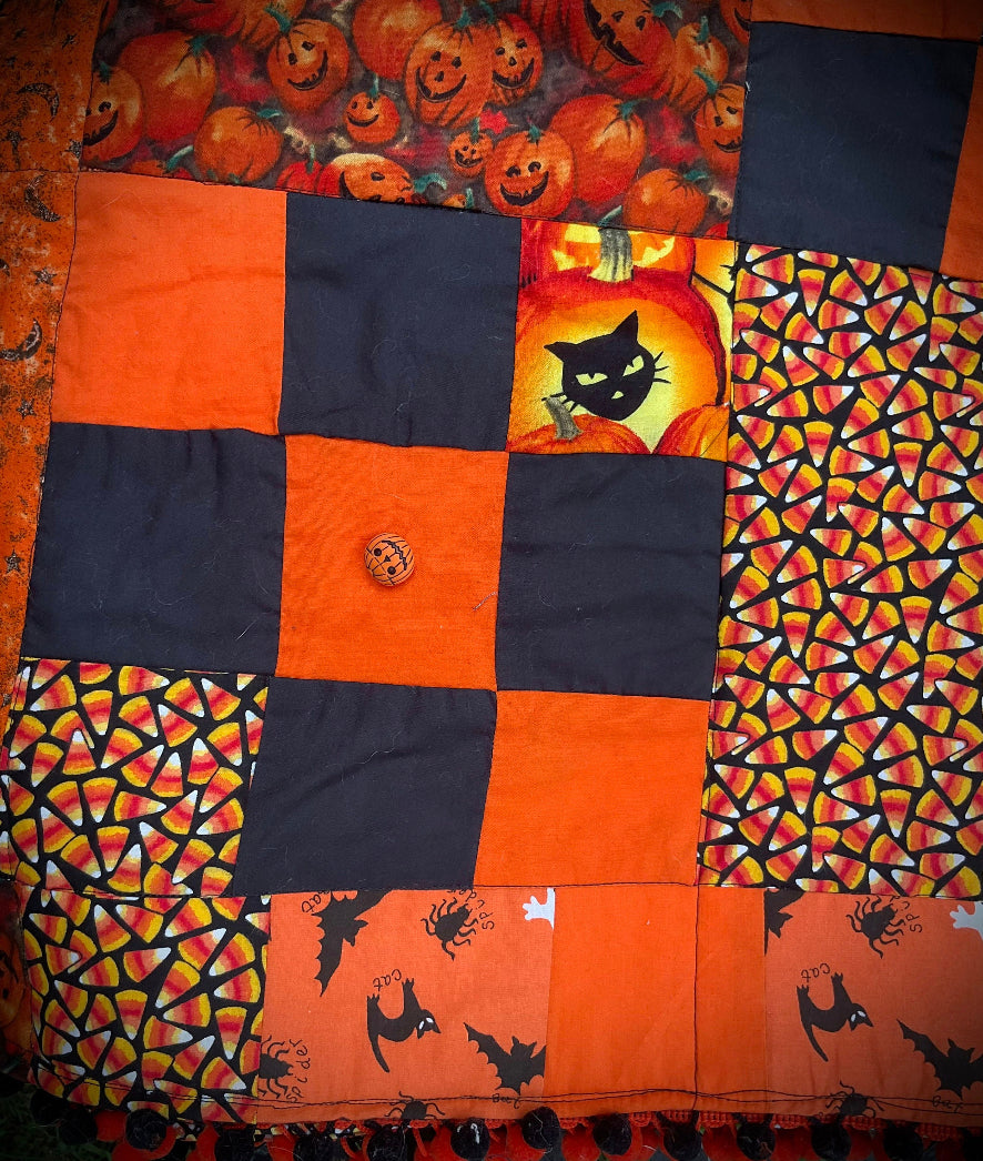 Halloween Crazy Quilt Throw Blanket