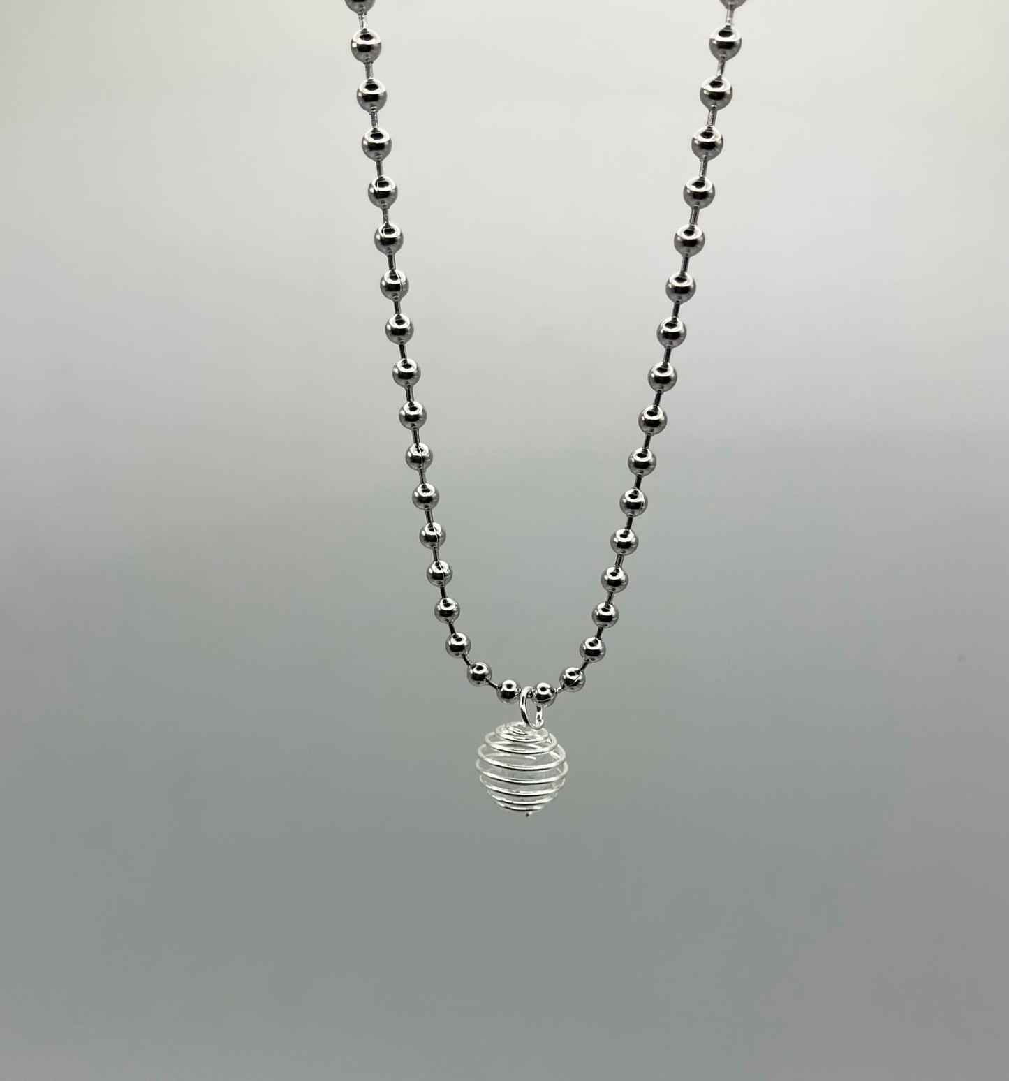 Celestite Crystal Cage Charm Necklace