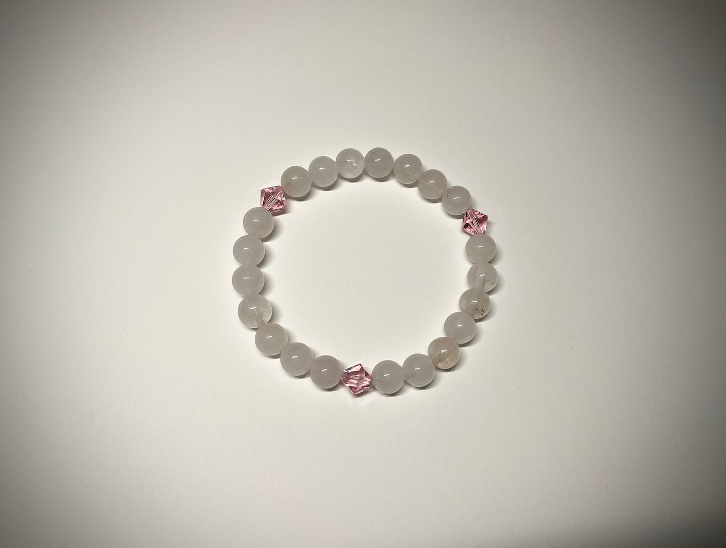 Rose Quartz Stretch Bracelet with Pink Swarovski Crystal Accents