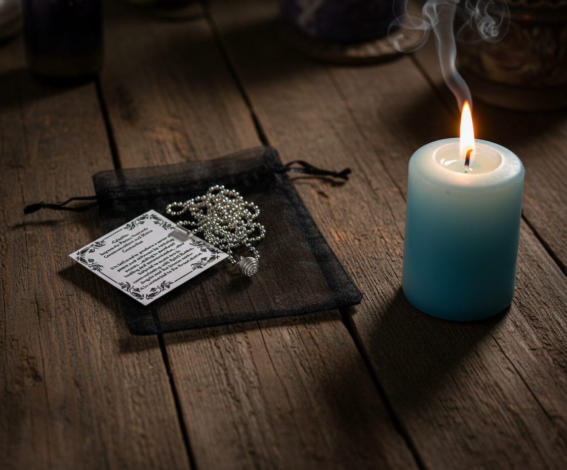 Celestite Crystal Cage Charm Necklace