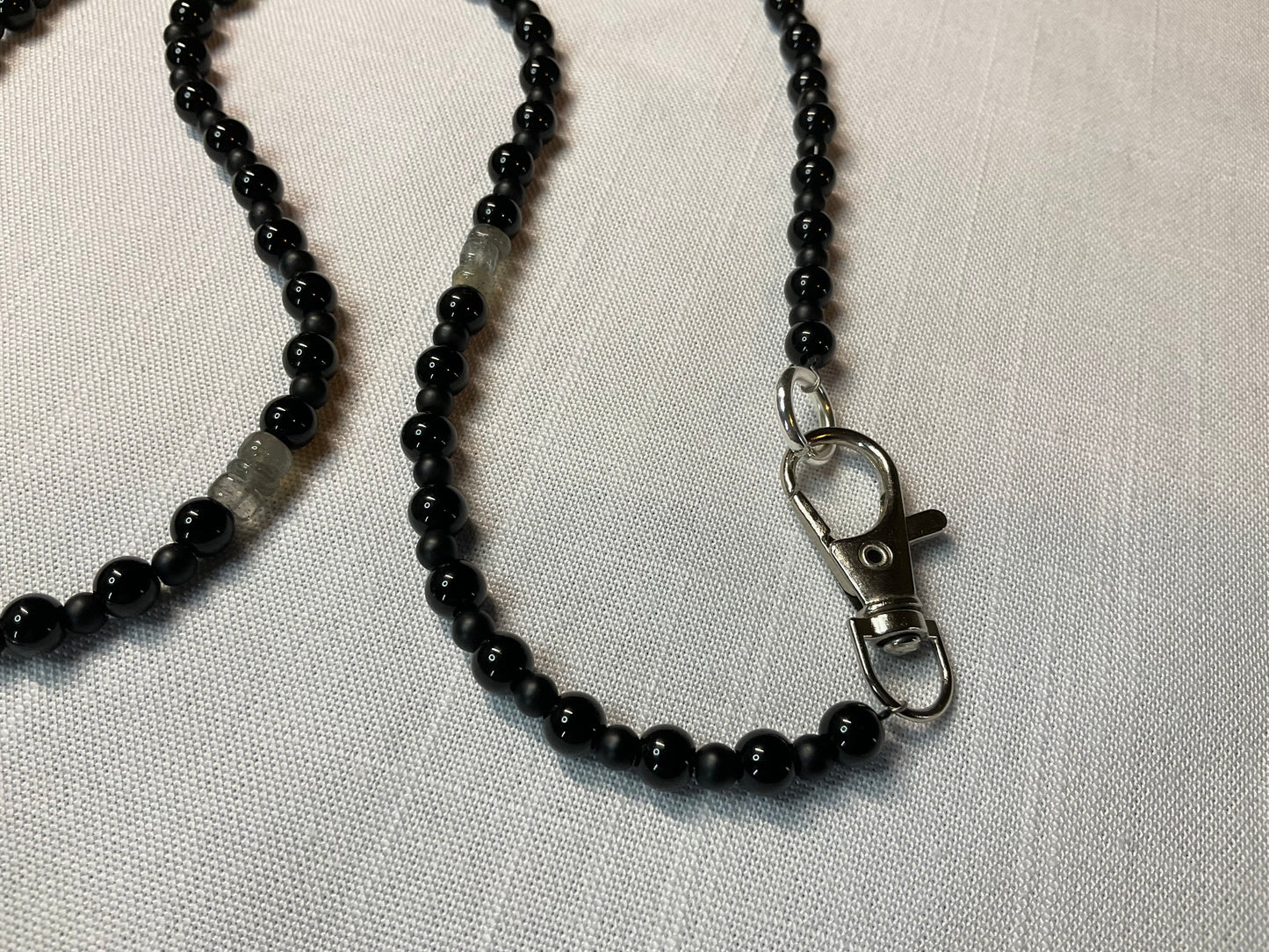 Pentacle Necklace with Labradorite and Black Beads