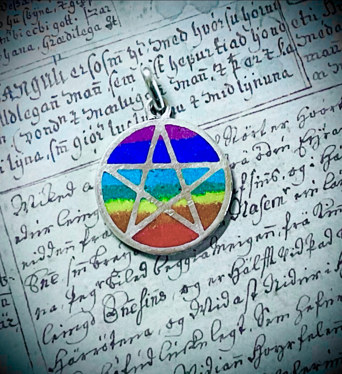 Rainbow Pride Pentagram Pendant