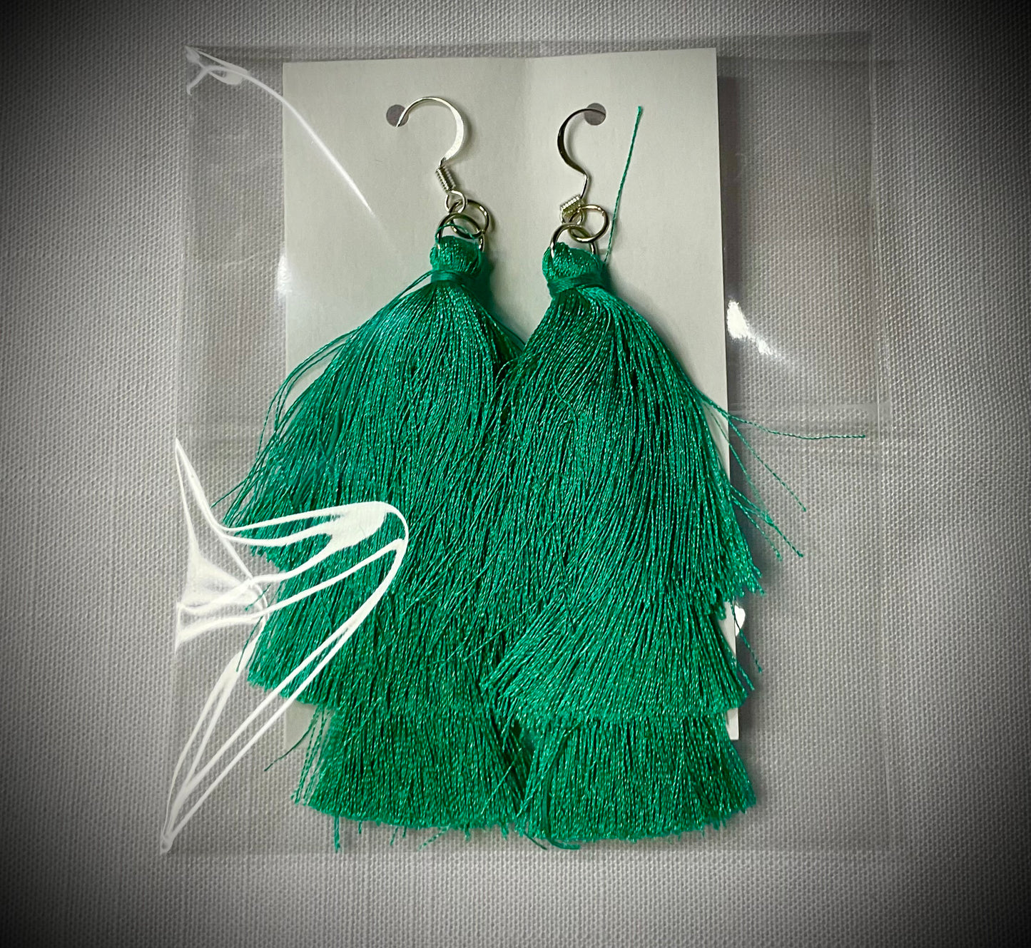 Sea Green Tassel Earrings