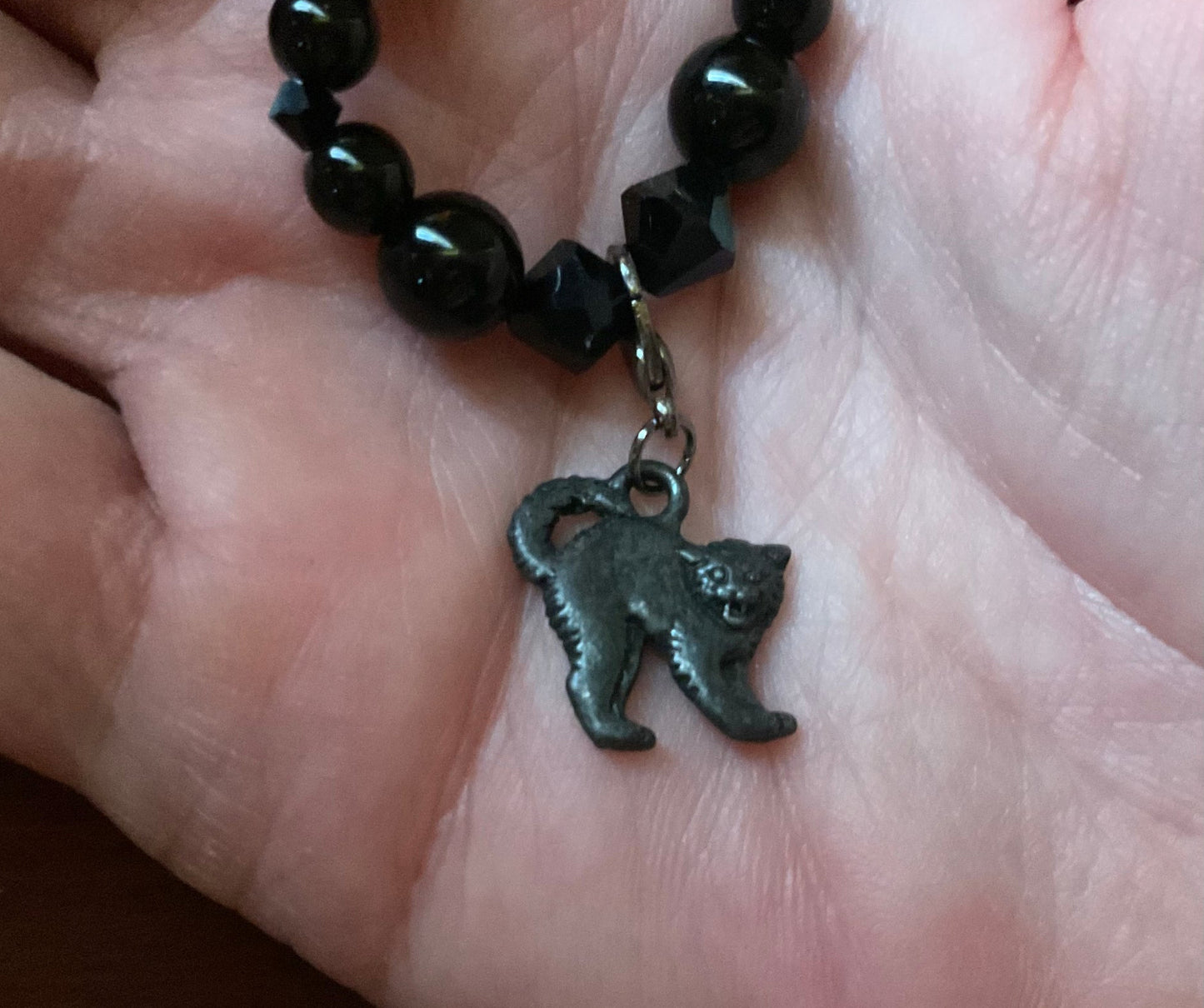 Black Cat Charm Stretch Bracelet