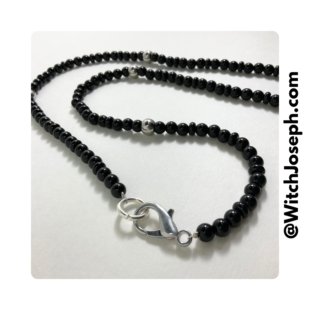 Bastet Goddess Talisman Necklace with Steel Accent Beads