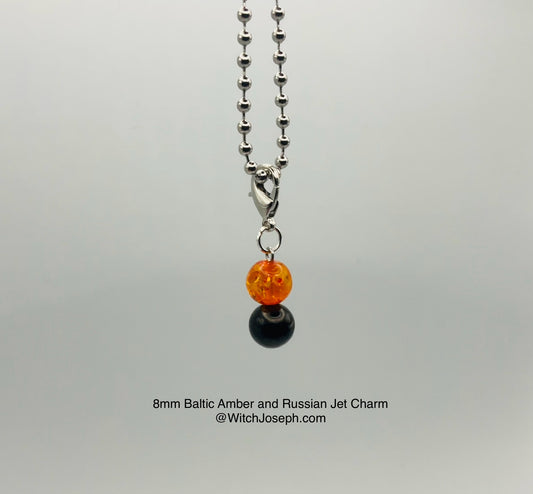 Amber and Jet Charm Necklace large