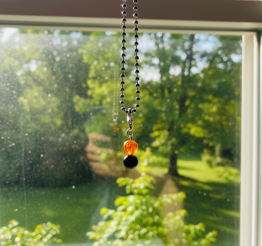 Amber and Jet Charm Necklace large