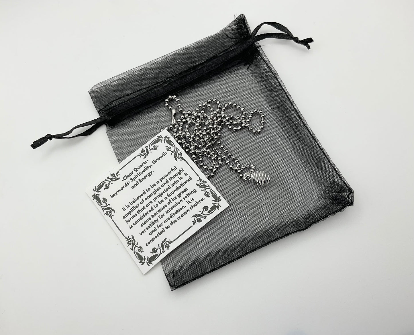 Clear Quartz Crystal Cage Charm Necklace