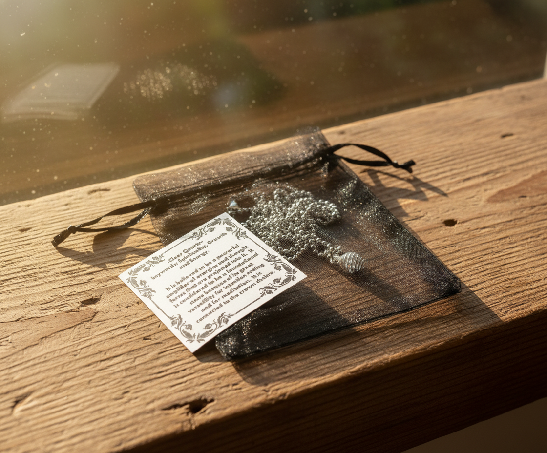 Clear Quartz Crystal Cage Charm Necklace