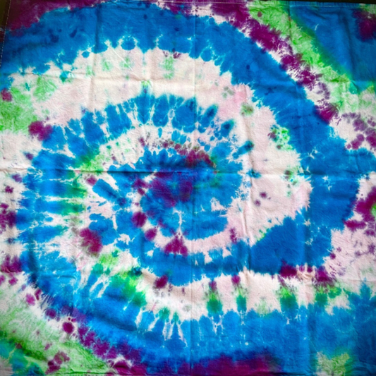 Tie Dye Altar Cloth or Tarot Cloth in Blue Purple and Green