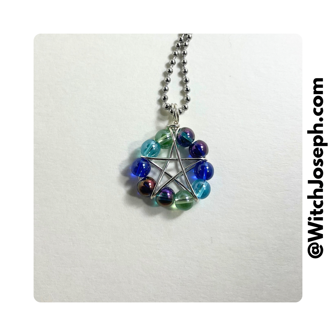 Aqua Mix Glass Beads Pentagram