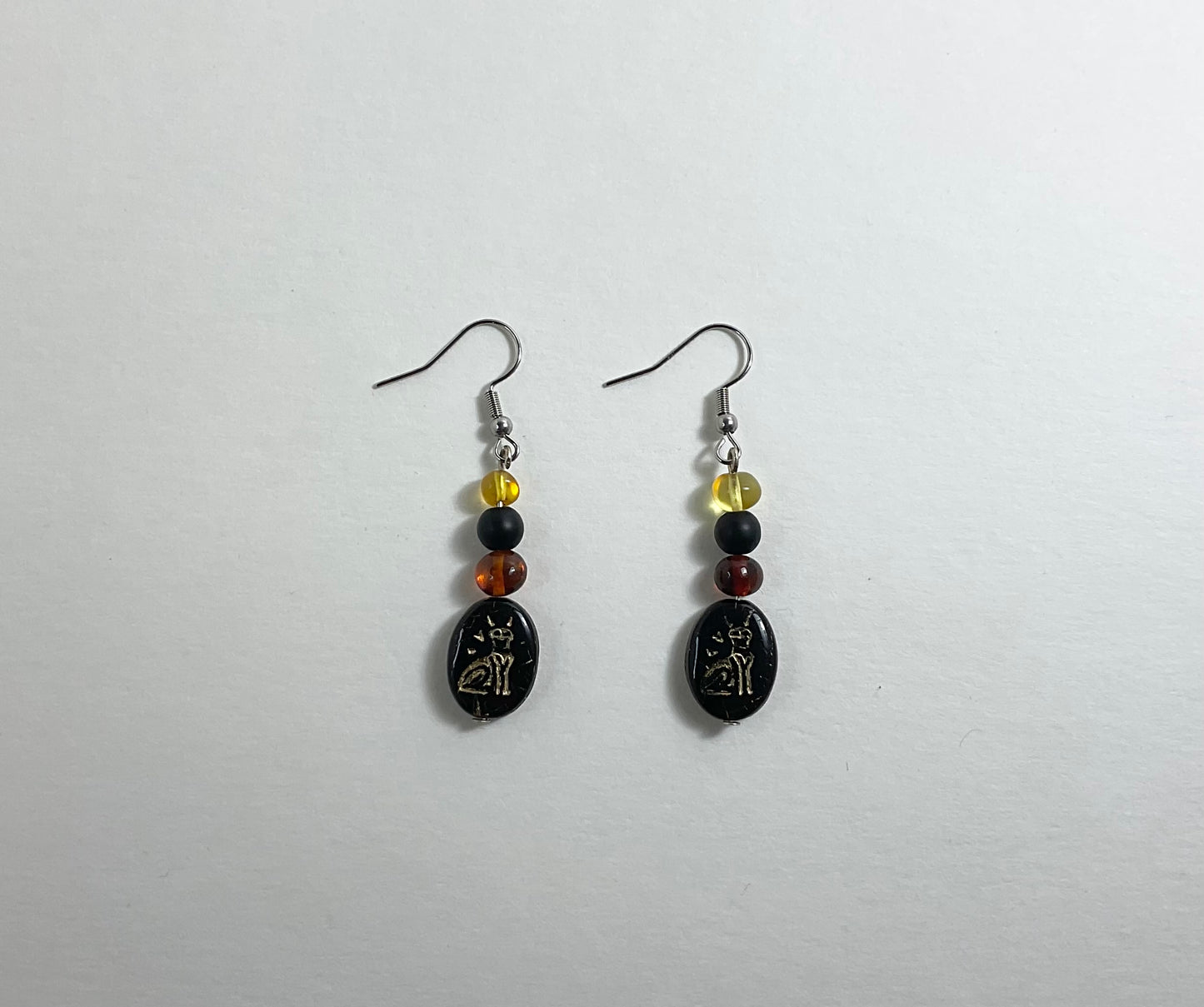 Bastet Earrings with Cat Glyph Bead