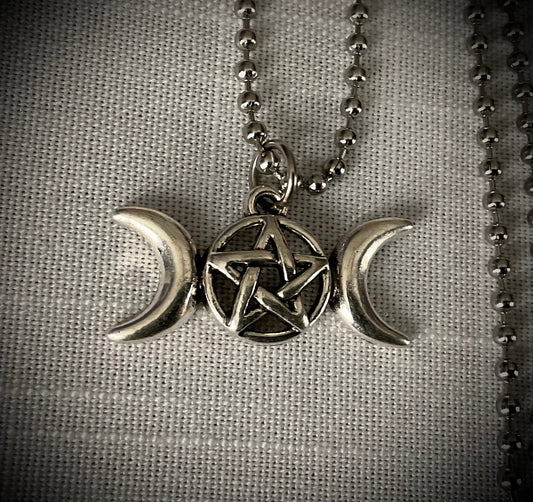 Triple Goddess Symbol Charm Necklace