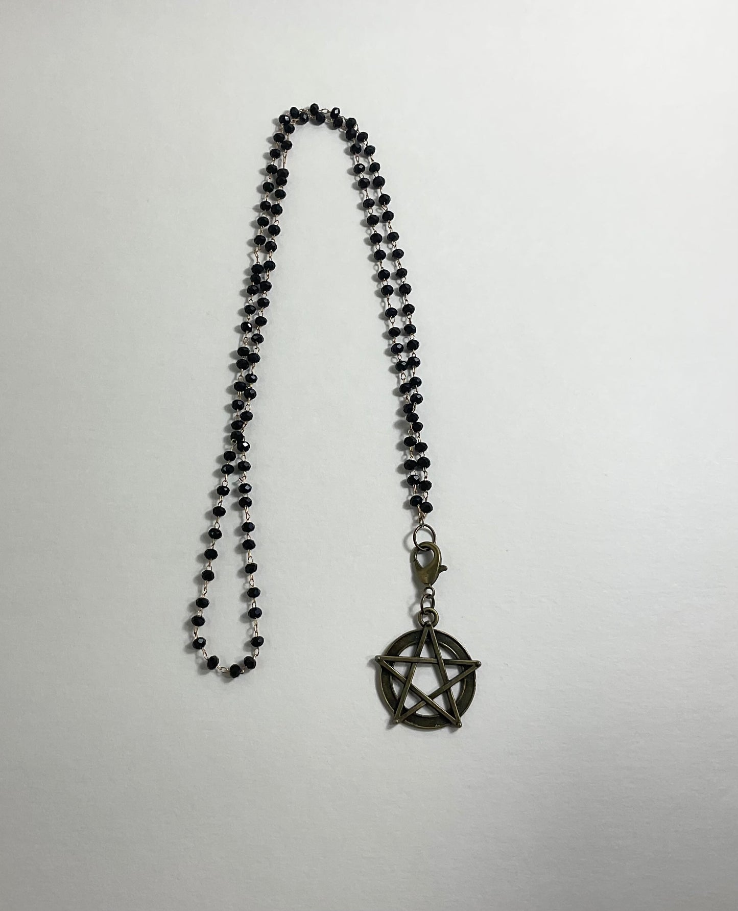 Bronze Tone Pentacle with Extended Points on Beaded Chain