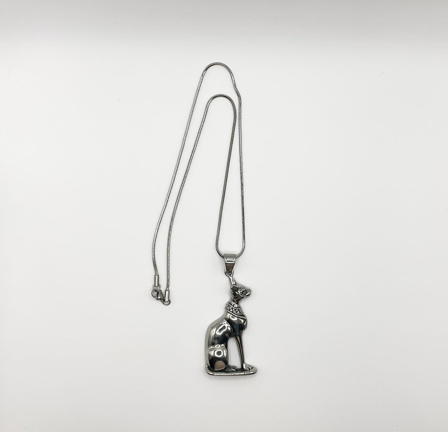 Bastet Steel Pendant on Stainless Steel Chain