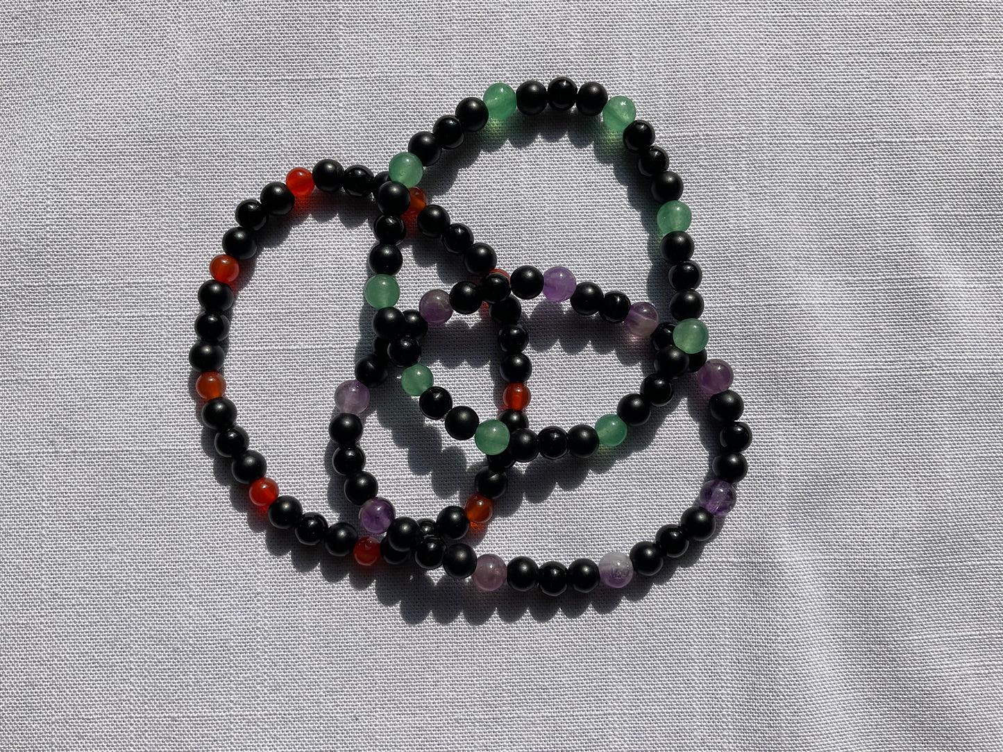 Triple Gemstone Bracelet Set of Three