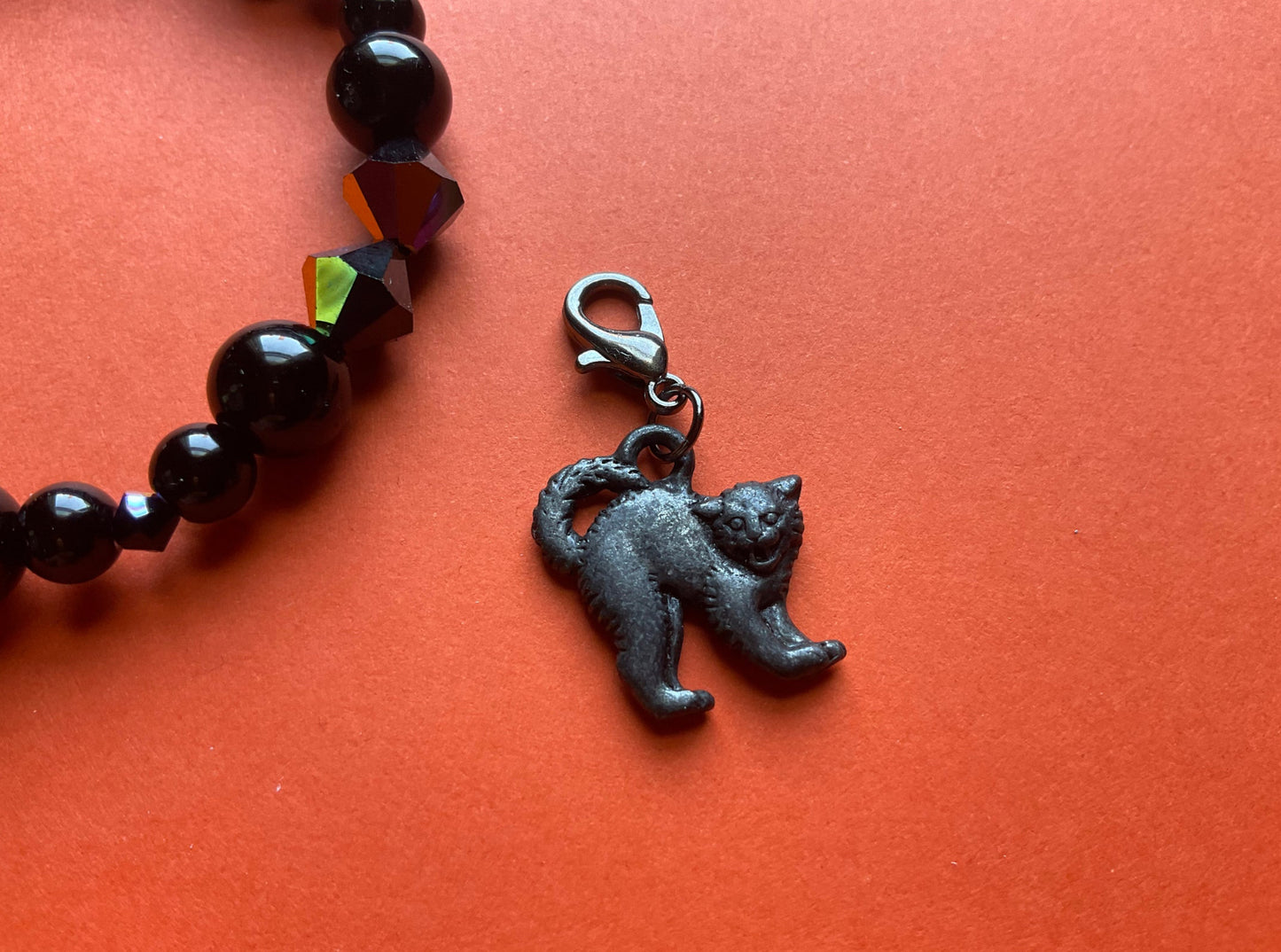 Black Cat Charm Stretch Bracelet