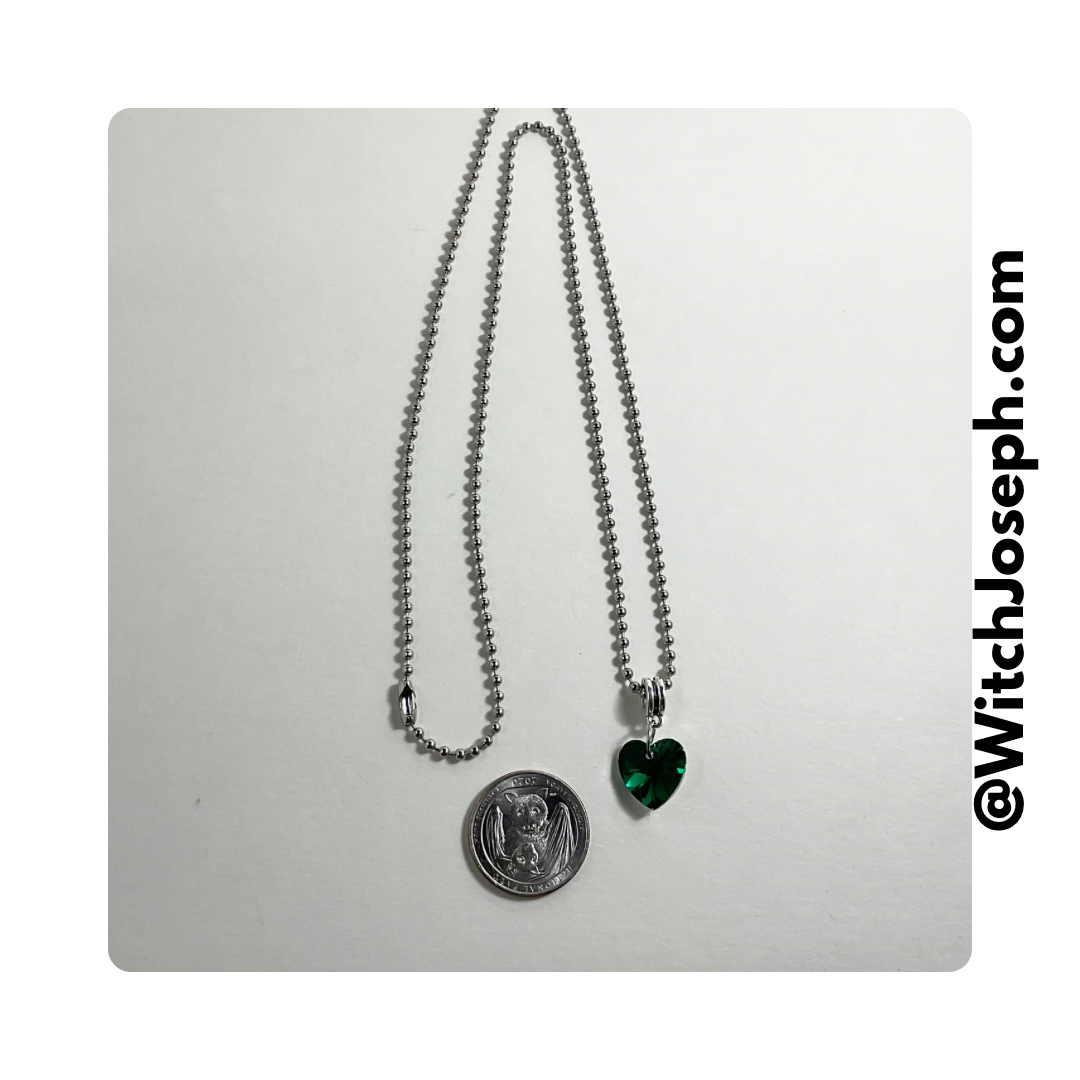 Green Crystal Heart Talisman