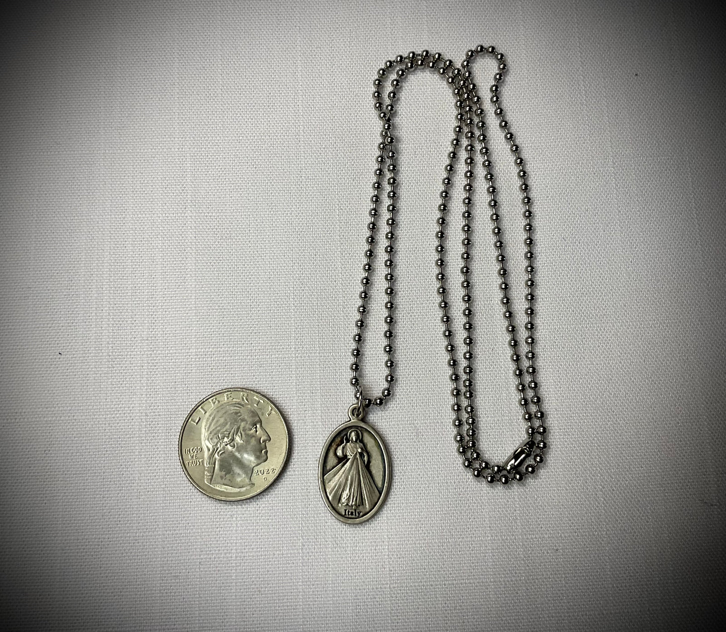 Our Lady of Guadalupe and Divine Mercy Medal Charm Necklace