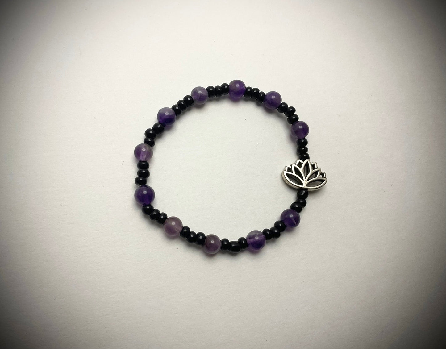 Amethyst Stretch Bracelet with Lotus