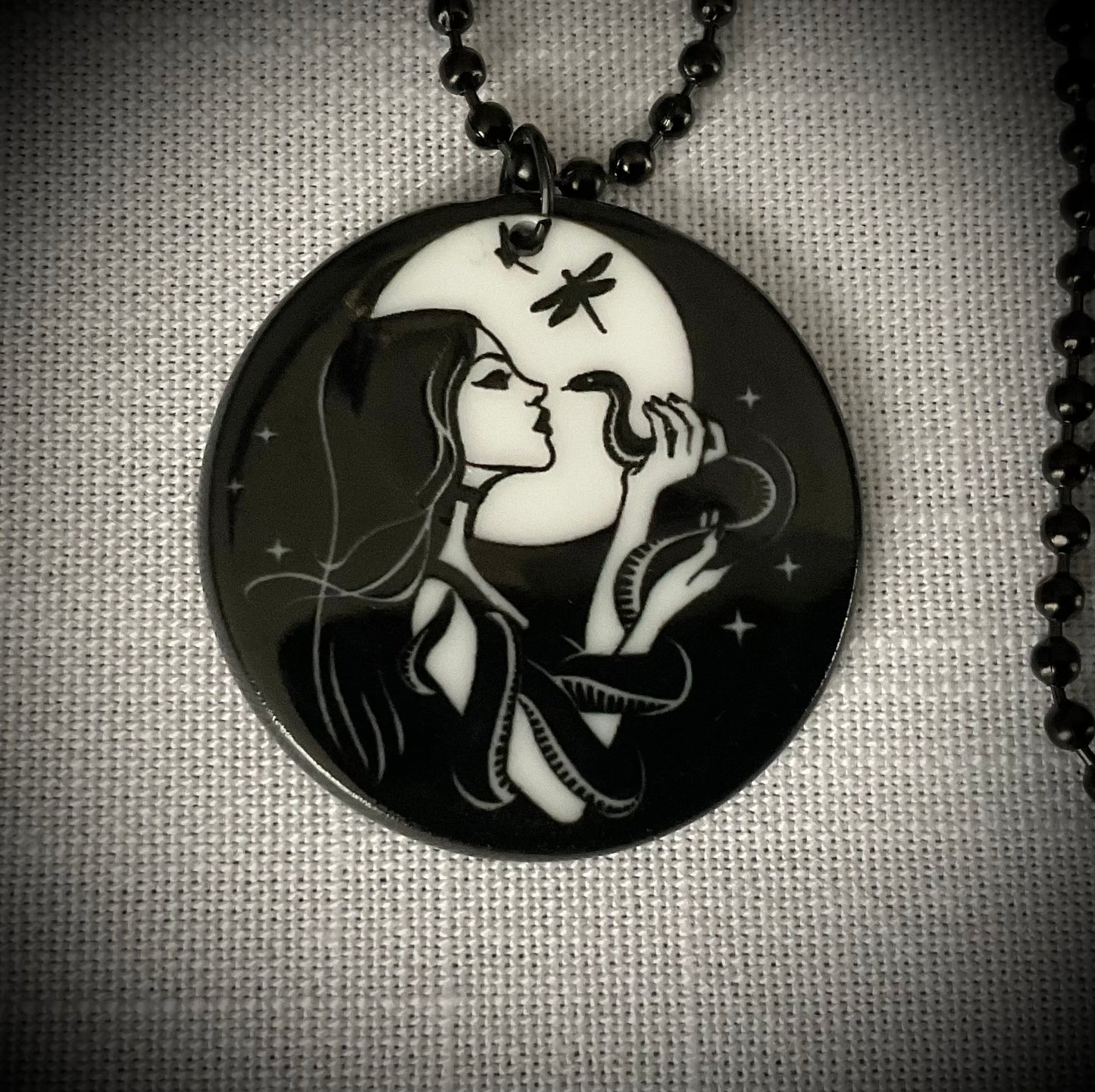 Hekate with Snake Witchy Pendant Charm Necklace