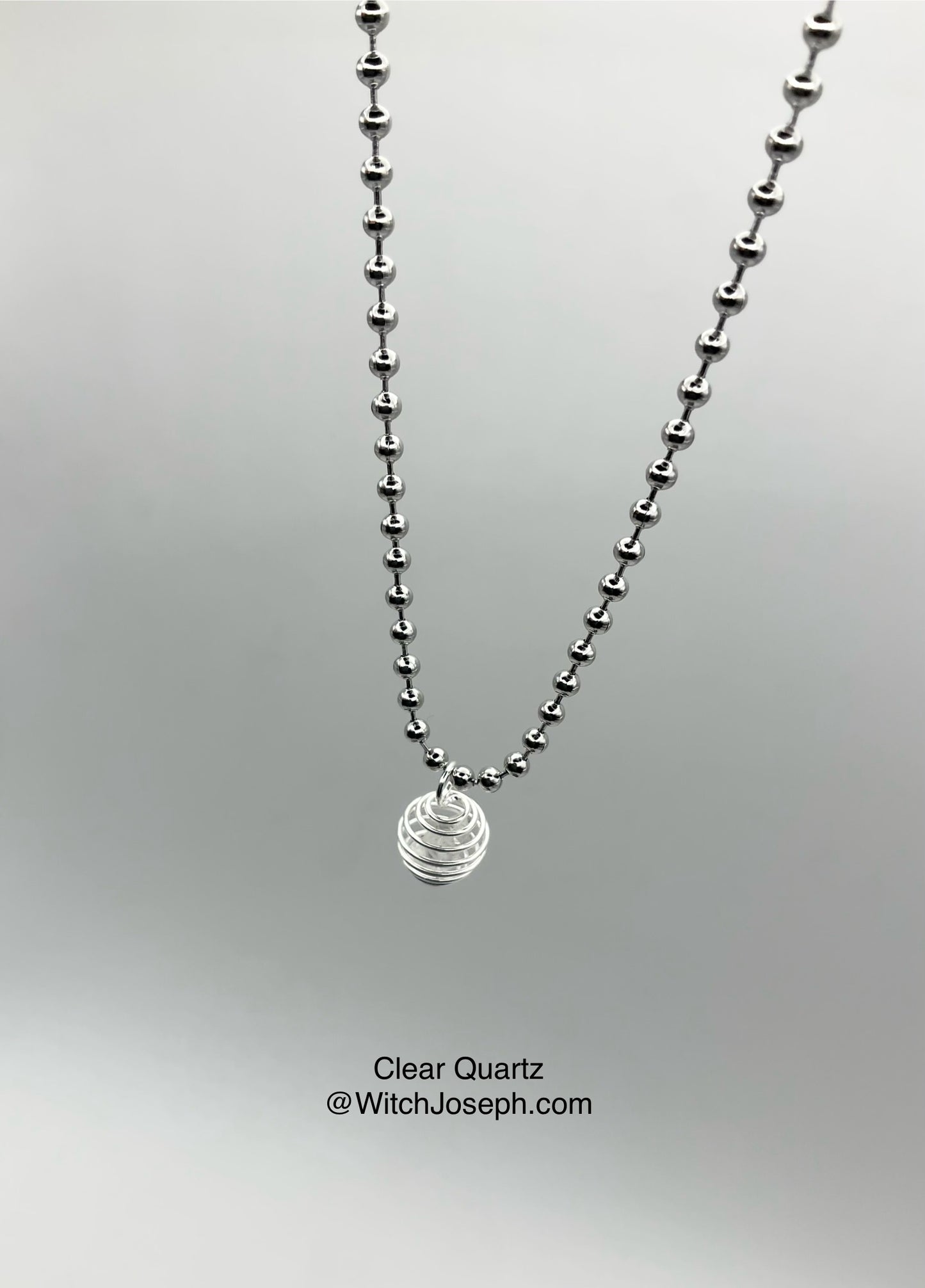 Clear Quartz Crystal Cage Charm Necklace