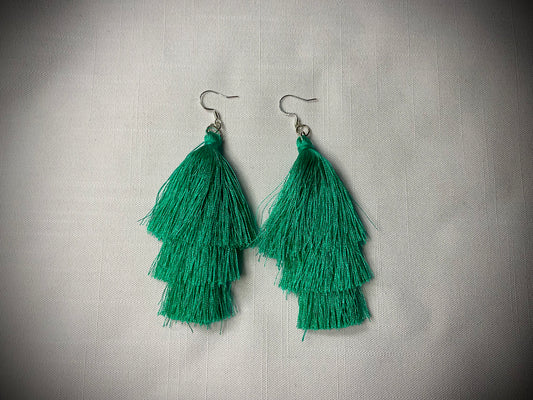 Sea Green Tassel Earrings