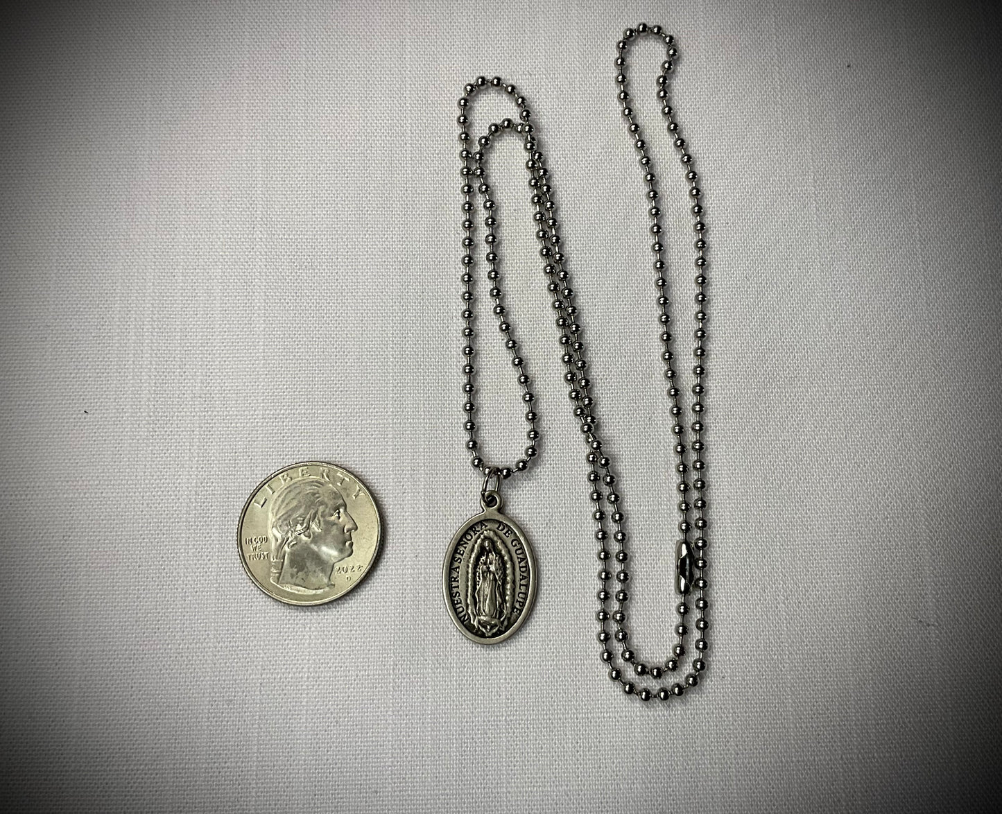 Our Lady of Guadalupe and Divine Mercy Medal Charm Necklace