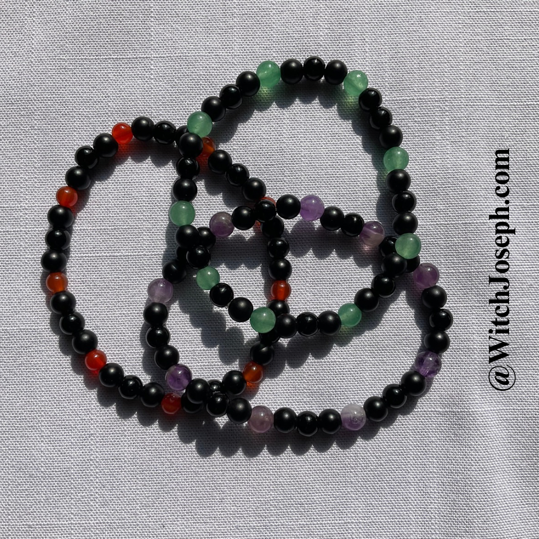 Triple Gemstone Bracelet Set of Three