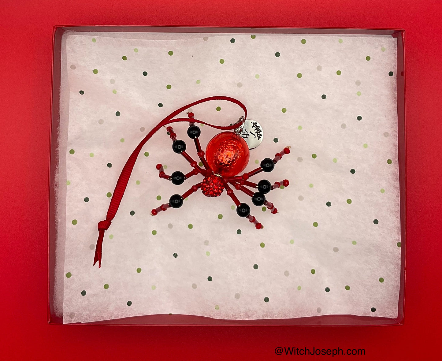 Xmas Spider Ornament RED and BLACK