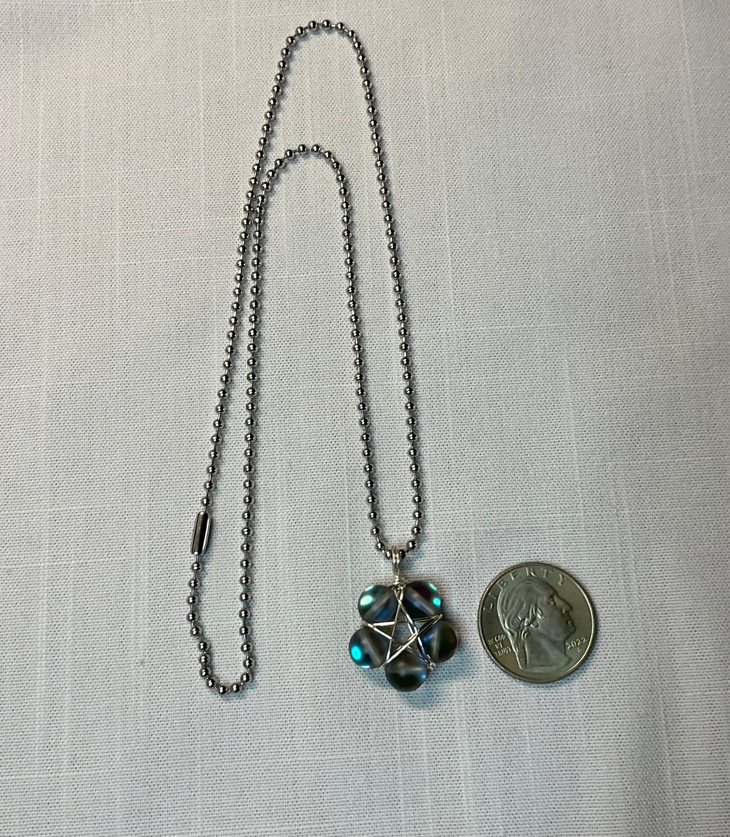 Mermaid Glass Dark Pentagram Charm Necklace